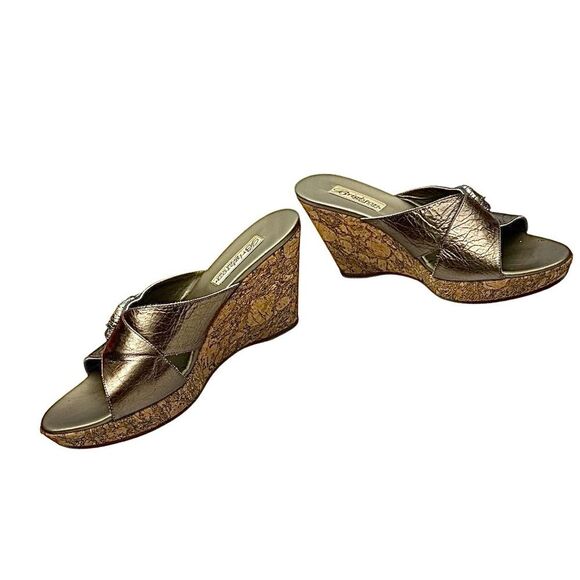 Brighton Women’s Wedge Sandal Pewter Color Size 8.5 M EUC Made In Italy - Picture 6 of 11